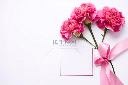 感谢粉色背景图片_感谢卡和粉红色康乃馨