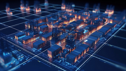 航运图标背景图片_具有图标和网络连接的 3d 渲染物流公司