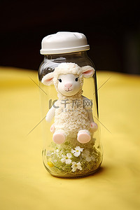 瓶子里的小羊宝宝