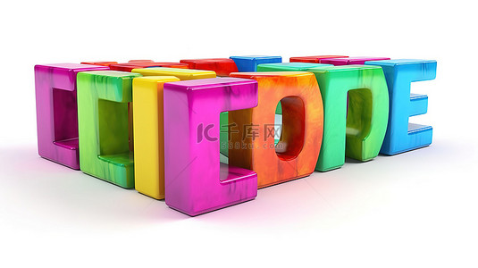 孩子玩电脑背景图片_通过 3D 渲染创建的白色背景上带有游戏区标志的彩色字母块