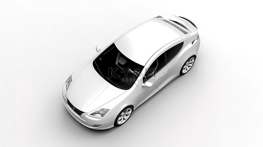 具有 3D 纹理的白色孤立汽车的渲染