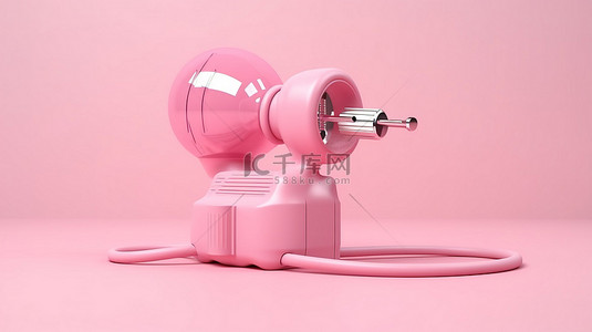 功能强大背景图片_强大的粉红色先进电气技术和插入功能的最小 3D 渲染
