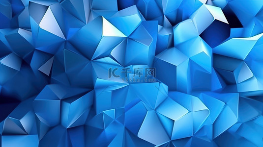 创意商业设计模板3D渲染蓝色多边形马赛克背景