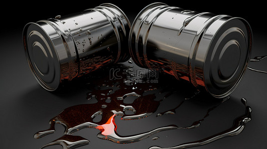 能源危机背景图片_向下箭头表示溢出的 3d 桶油