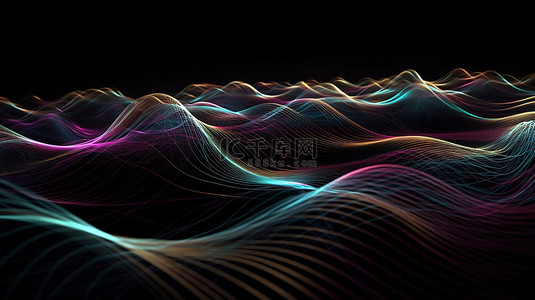 科技流动线条背景图片_现代技术背景中的抽象流动线条 3d 渲染