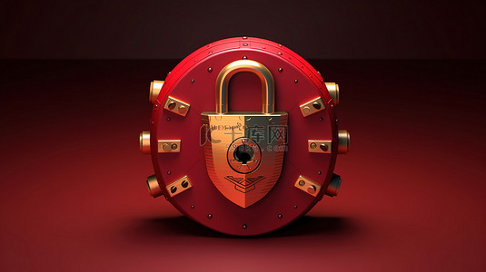 信息验证背景图片_3D 渲染中的锁定盾牌通过闭合的挂锁和密码输入字段说明安全性和保护