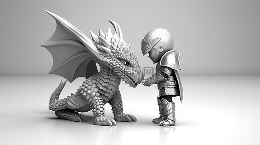 倒计时动画背景图片_与龙战斗的骑士的 3d 角色