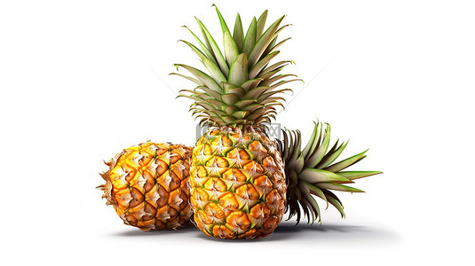 新鮮果汁背景图片_干净的白色背景上多汁营养菠萝的 3D 渲染