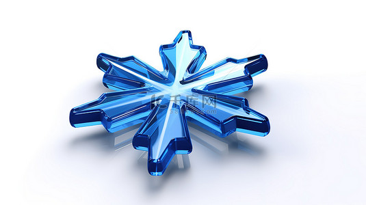 冰雪花背景图片_新年的蓝色玻璃雪花逼真且光滑的 3D 插图