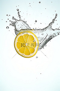 泼水柠檬背景图片_一片柠檬片正在用水嘴泼水