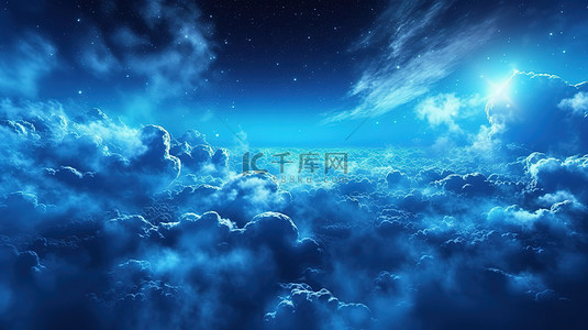 3d 渲染空间背景与蓝云