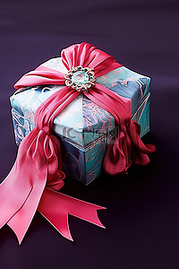 莱茵石背景图片_东方包装包含一个蓝色和莱茵石礼品盒
