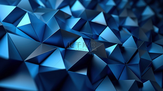 几何优雅动态蓝色三角形，适合高端商业背景 3D 插图
