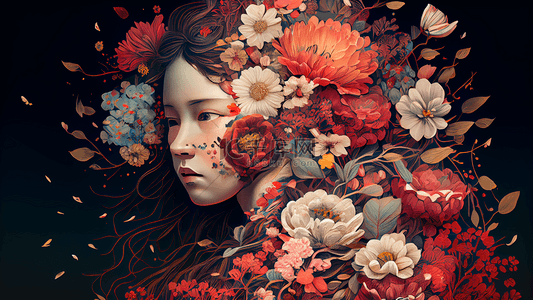 花仙子卡通背景图片_花卉美女插画背景