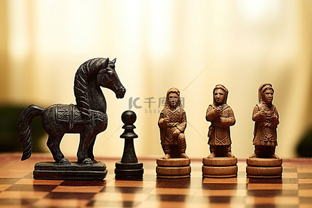 棋文化背景图片_两个棋子和一匹马