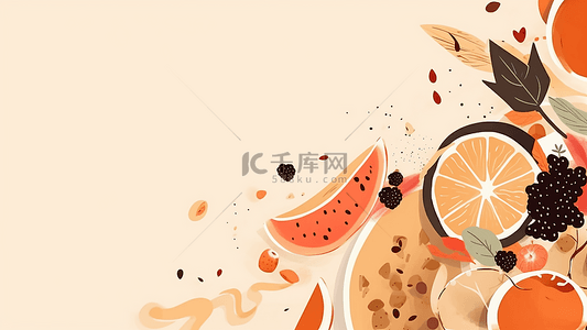 水果卡通插画背景图片_食物美食美味水果背景
