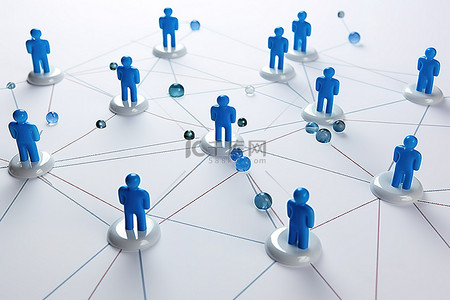 全球网络背景图片_蓝色圆圈和白色地面上的人