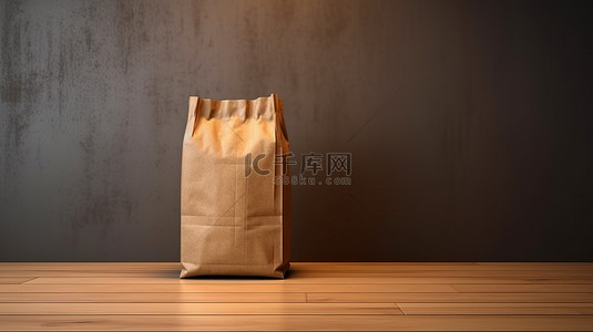 茶袋包装背景图片_数字创建的木地板上躺着空的棕色纸袋和水泥袋