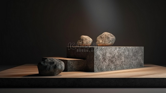 令人惊叹的 3D 产品展示完美石材注入混凝土讲台