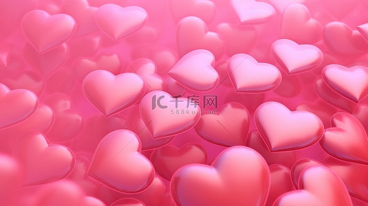 情侣创意背景图片_粉红色心形背景的温柔迷恋设计