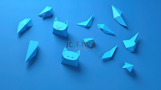 蓝色背景下的风筝 3D 聊天图标