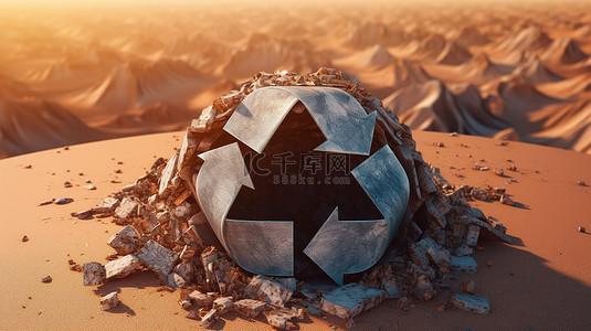 回收全球 3D 地球模型，具有回收符号