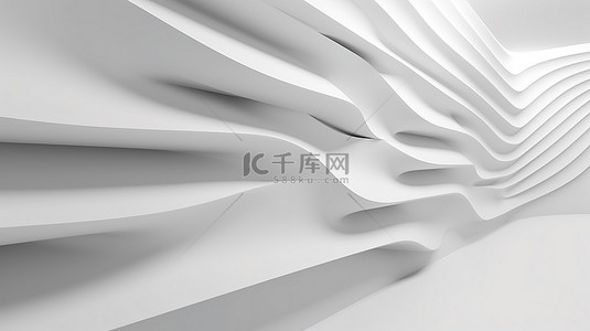 科技大标题背景图片_白色背景上 3D 渲染中的抽象波结构