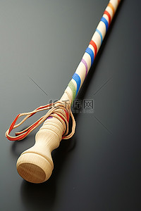 彩色木棍背景图片_一根带有彩色绳子的木棍