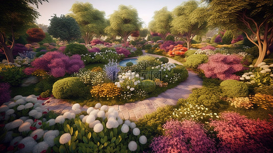 令人惊叹的 3D 插图赋予超现实主义花园以生命