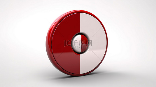 孤立的红色和白色按钮的 3d 渲染