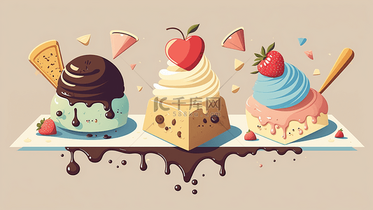 纸杯蛋糕卡通背景图片_蛋糕生日甜品可爱好看美味3d模型背景图