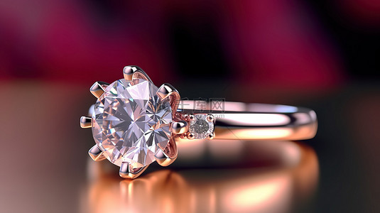 订婚请帖背景图片_婚礼订婚戒指的 3d 渲染