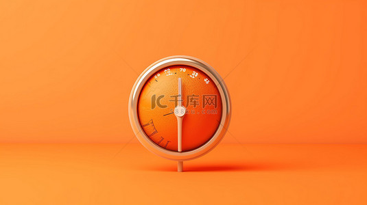橙色背景上带有温度计的地球模型的 3D 插图描绘了全球气温上升，代表了全球变暖的概念