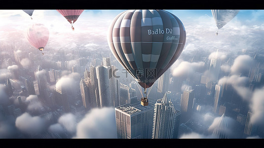 通货膨胀和危机控制 3d 银行领带与气球描绘