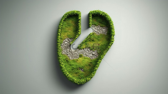 绿叶自然背景图片_嵌入岩石地面纹理的绿草足迹 3D 再现