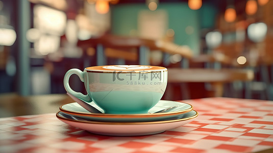 咖啡泡沫背景图片_咖啡馆的复古风格咖啡杯