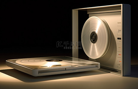 cd光盘背景图片_一个带有开放式 CD 盒的电脑机箱