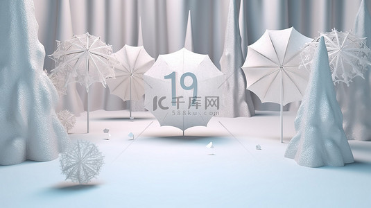 冬季仙境产品展示节日 11 11 销售概念的 3d 渲染