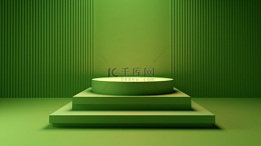 产品购物背景图片_3D 渲染生态友好型房间中的绿色讲台，用于在线产品购物