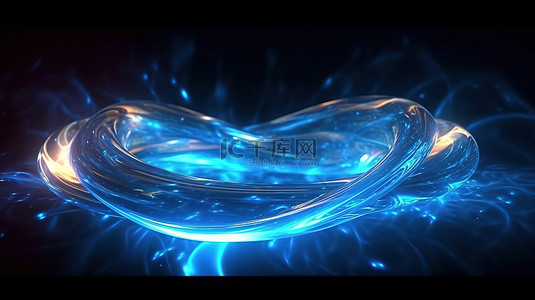 未来蓝色能量波照明的数字 3D 渲染