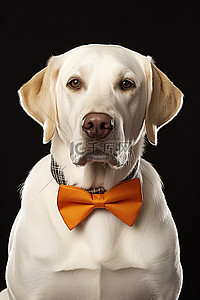 穿着整齐背景图片_橙色领结和穿着西装的狗
