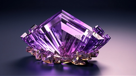 爱情水晶背景图片_辐射紫水晶宝石的 3d 渲染