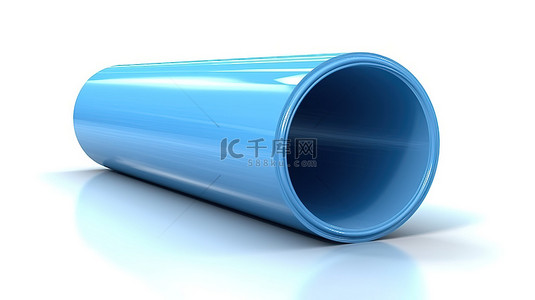 白色背景隔离蓝色 PVC 管的 3d 插图