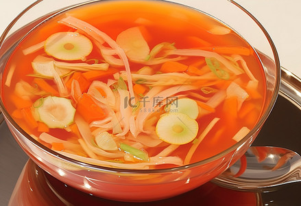 汤金背景图片_乌冬面胡萝卜汤 2 中式汤
