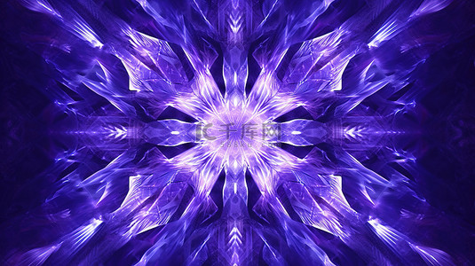 创意装饰品由万花筒 3D 插图中闪亮的紫罗兰色线条形成的抽象水晶