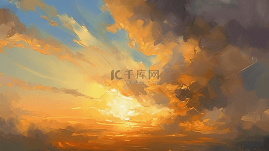 天空夕阳唯美背景