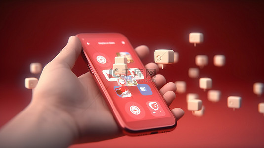 电话标志按钮背景图片_1 亲爱的手紧握 3D 图形中的电话和 Facebook 符号