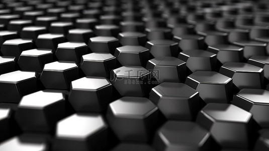 六边形科技背景图片_灰色 3D 插图背景，具有蜂窝马赛克图案和未来科技六边形