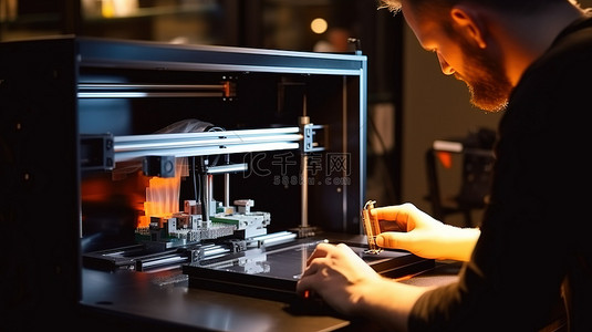 一群人正在观察 3D 打印机的产品