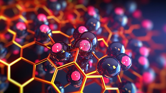 六角分子原子作为抽象医学或科学背景的 3d 插图